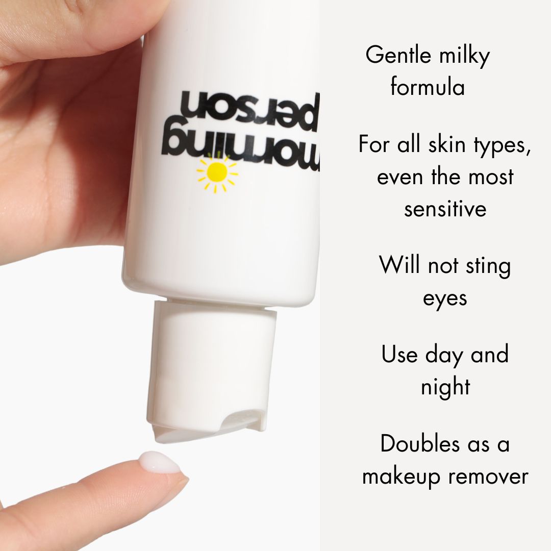 Morning Person Beauty antioxidant plant protein face cleanser with gentle milky formula for sensitive skin