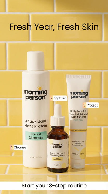 Morning Person 3 Step Morning Skin Care Routine to Brighten, Repair and Protect Skin Bundle